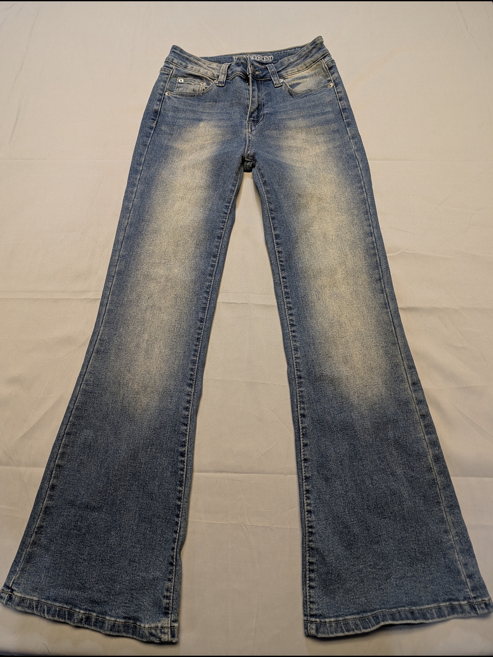Urban Weekend Women's Size 1 Wide Leg Mid Wash Blue Denim Stretch Jeans